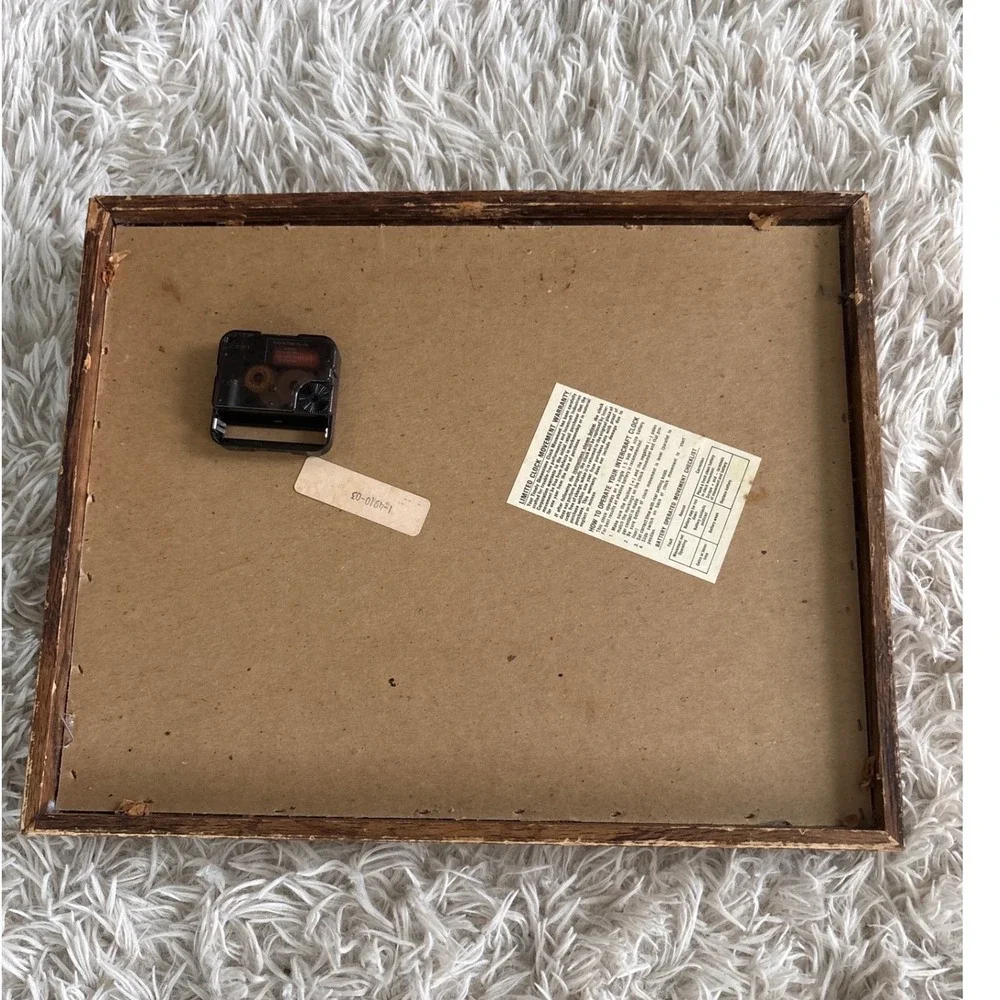 Vintage Shadow Box Intercraft Industries‎ Western Cowboy Scene Framed Clock
